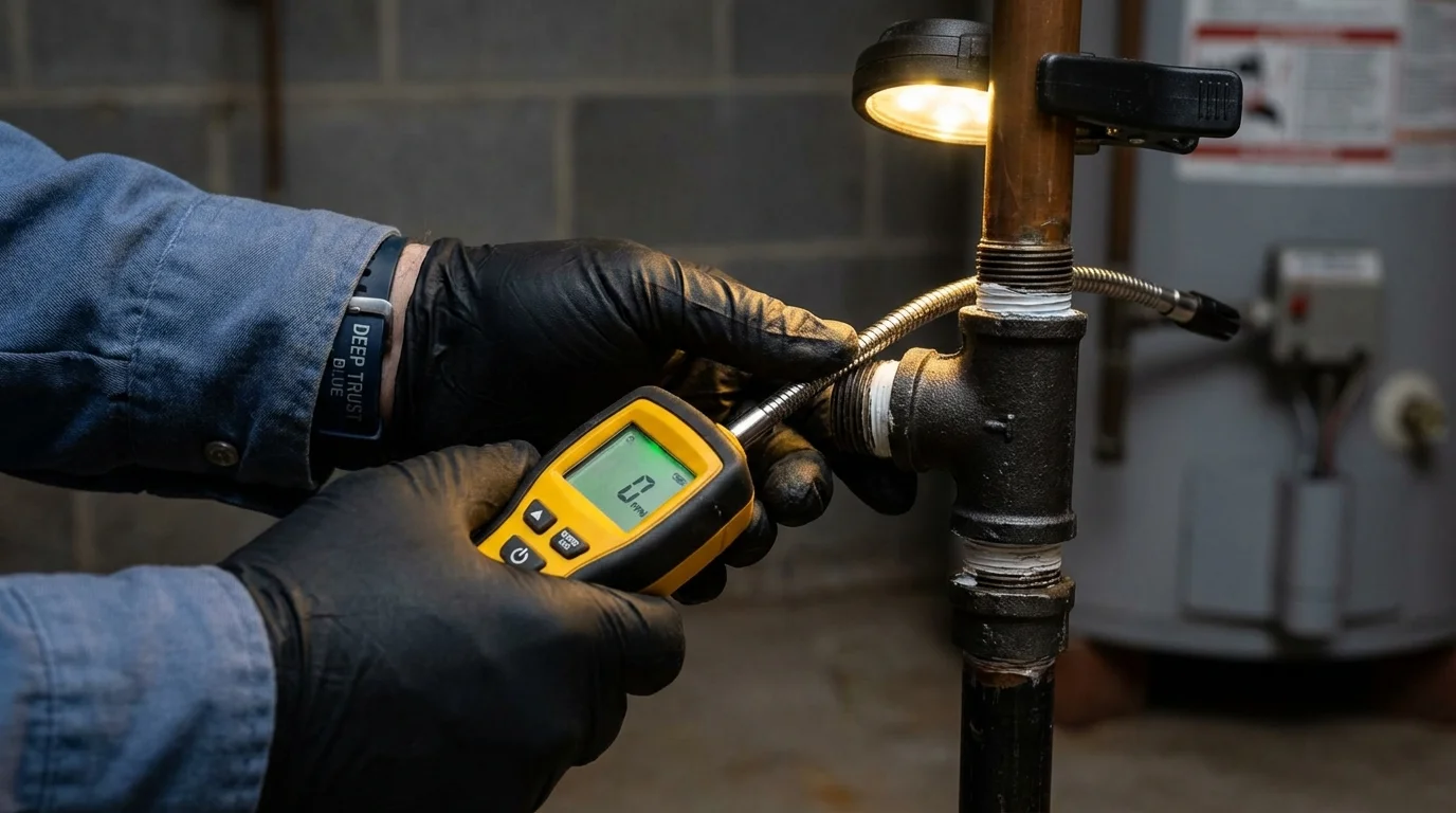 Gas leak detection with electronic sniffer by Johns Plumbing LLC in Camp Point