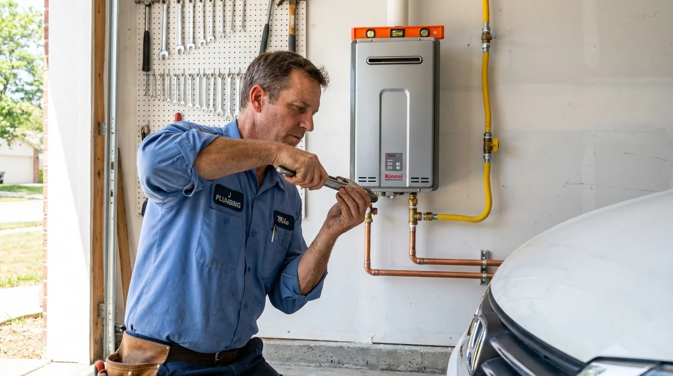 Tankless water heater installation by a Johns Plumbing LLC plumber in Camp Point